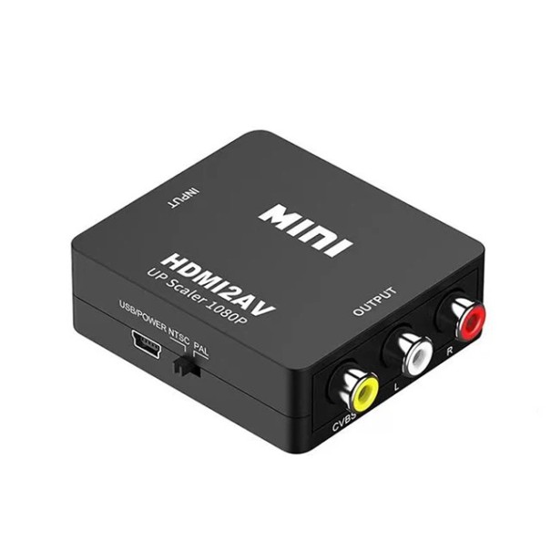 HDMI til RCA AV-adapter HDMI til RCA-konverter Video og lyd USB-strøm Til TV DVD VHS Spilkonsoller Projektorer sort