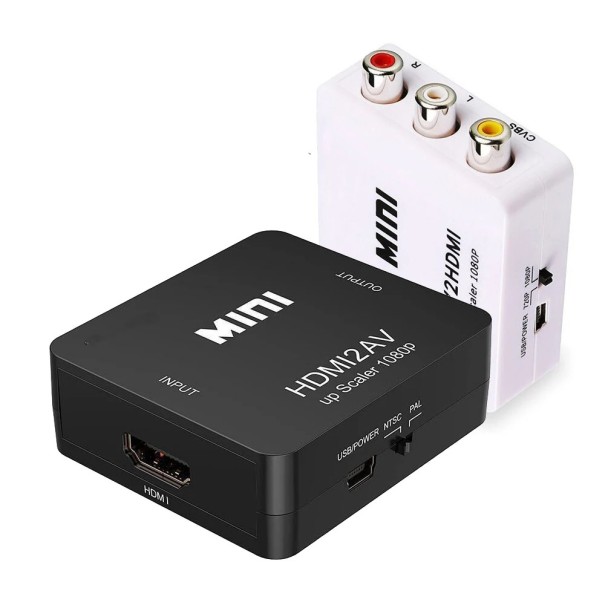 HDMI till RCA AV-adapter HDMI till RCA-konverterare Video och ljud USB-ström för TV DVD VHS-spelkonsoler Projektorer