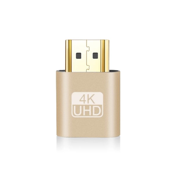 HDMI Virtual Display Emulator Dummy Plug Adapter for Fake Monitor Remote Desktop 4K GPU Acceleration HDMI Display Simulator gold