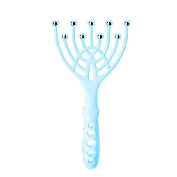 Head Massage Tool Massage Device for the Scalp with 9 Steel Balls Anti-Stress Massage Tool for the Hair Scalp 19 x 8.5 cm blue