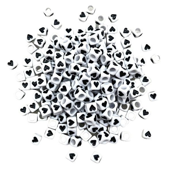 Heart Printed Beads for Threading 100 pcs 1