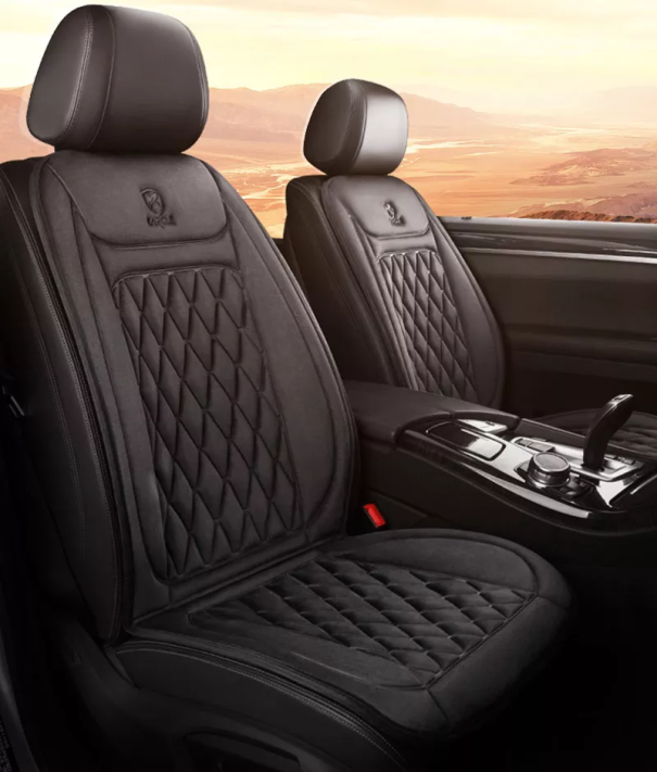 Heated Seat Cover Flannel Heated Car Seat Cover 12 - 24V 2 pcs black