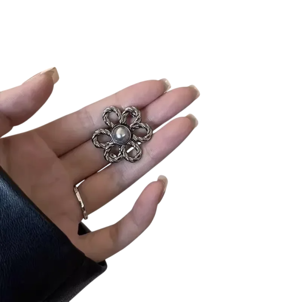 Hebilla de metal ajustable con forma de flor para cintura, ajuste de pantalones, sin costuras, hebilla decorativa para jeans, faldas, pantalones cortos, liberación rápida. negro