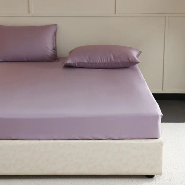 Hedvábné napínací prostěradlo 140 x 200 x 30 cm 100% morušové hedvábí Luxusní prostěradlo na matraci Elastická guma po obvodu fialová
