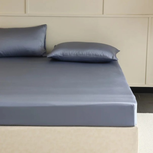 Hedvábné napínací prostěradlo 150 x 190 x 30 cm 100% morušové hedvábí Luxusní prostěradlo na matraci Elastická guma po obvodu tmavě modrá