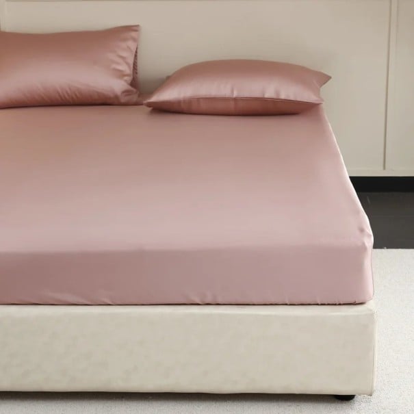 Hedvábné napínací prostěradlo 150 x 200 x 30 cm 100% morušové hedvábí Luxusní prostěradlo na matraci Elastická guma po obvodu růžová
