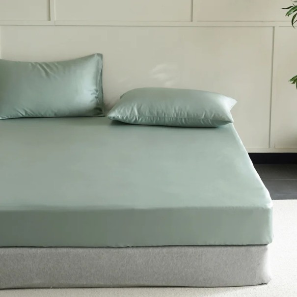 Hedvábné napínací prostěradlo Queen size 152 × 203 × 30 cm Přírodní morušové hedvábí Luxusní prostěradlo na matraci Elastické po obvodu zelená