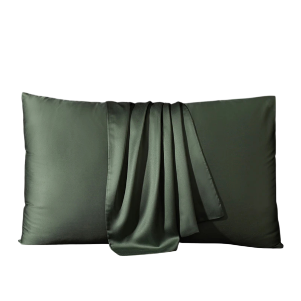 Hedvábný povlak na polštář barevný 40x70 cm Hladké provedení Přírodní materiál Elegantní potah Jemný povrch do ložnice tmavě zelená