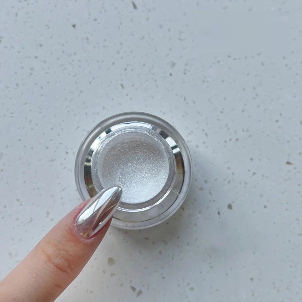 Helmiäinen kynsipulveri Aurora efekti Hieno kiilto Peili viimeistely Kynsitaide pigmentti Pro geeli lakka UV TOP COAT hopeinen