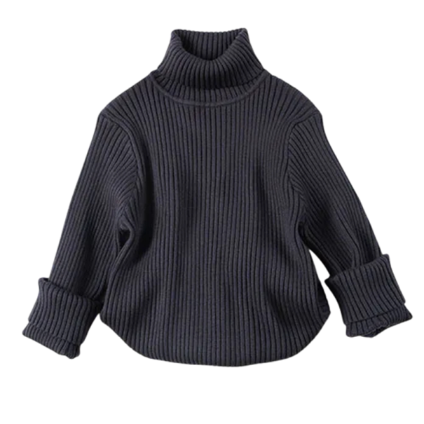 Herbst Winter Kinder Strick Rollkragenpullover für Neugeborene Einfarbiger warmer Pullover aus Baumwolle und Acryl Bequemes dunkelblau 12-18 Monate