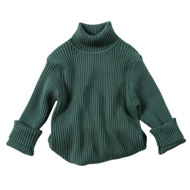 Herbst Winter Kinder Strick Rollkragenpullover für Neugeborene Einfarbiger warmer Pullover aus Baumwolle und Acryl Bequemes Kleidungsstück für Jungen und Mädchen grün 6