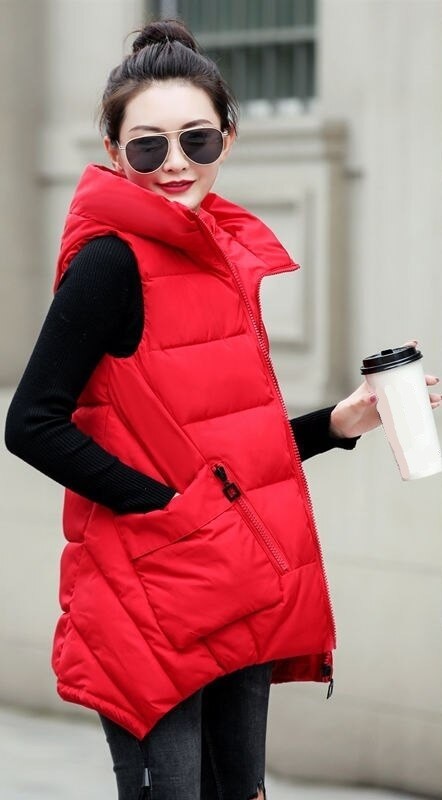 Herbstweste für Damen rot XXL