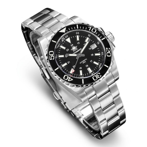 Heren automatische duikhorloges met datum Waterdicht 200 m Saffierglas Keramische lunette Behuizing 42,6 mm Roestvrij staal 316L Voor duiken zwart