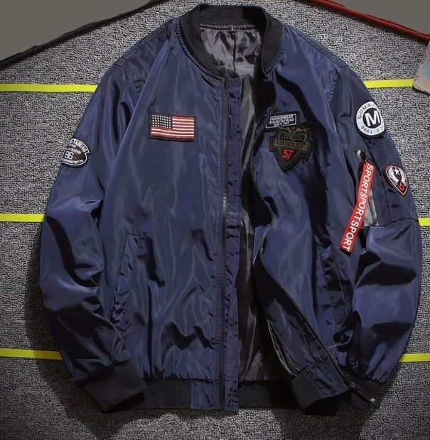 Heren bomberjack met print XS 7