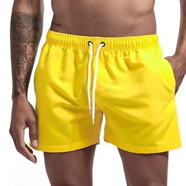 Heren brede casual shorts met emoji-print Dunne zomer losse shorts met een comfortabele pasvorm geel XXL