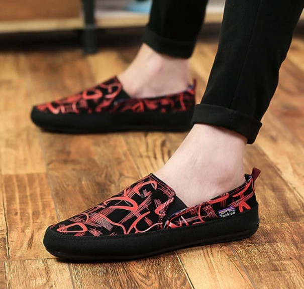 Heren canvas schoenen met print J2166 rood 39