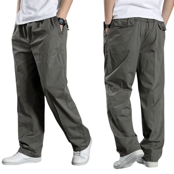 Heren cargobroeken Katoenen casual broeken Werk zomerbroeken Lente outdoor broeken Comfortabele broeken met zakken legergroen XXL