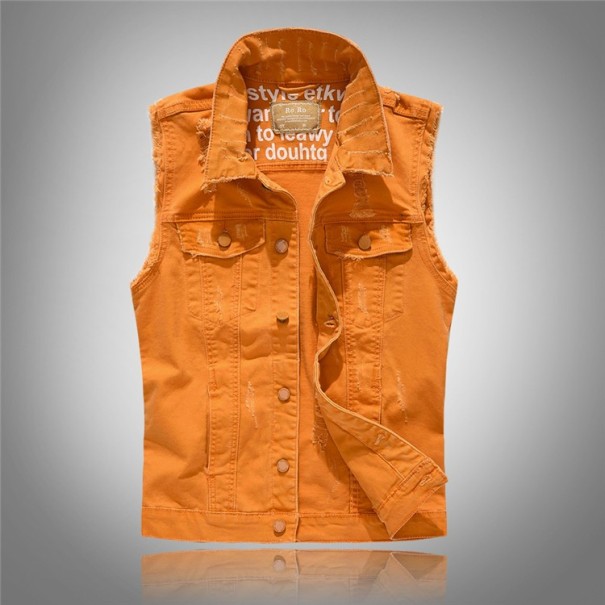 Heren denim vest J2053 oranje XXL