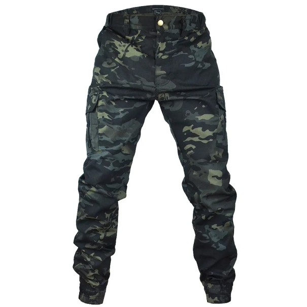 Heren donkere camouflage tactische cargobroek outdoor werkbroek wandelbroek met zakken duurzame comfortabele broek M