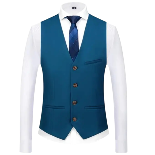 Heren elegante knoopvest met zakken en borstzak Effen formeel vest Verschillende kleuren Formele stijl Polyester turquoise L