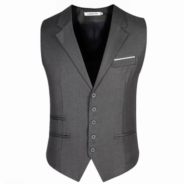 Heren elegante vest met knopen en zakken en borstzak Effen sociale vest Verschillende kleuren Katoen Polyester grijs XL