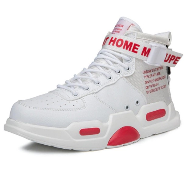 Heren enkelsneakers wit-rood 39