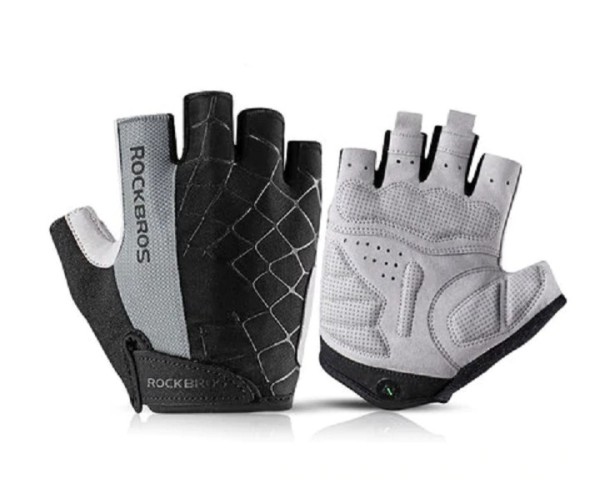 Heren fiets handschoenen met spinnenwebprint J2640 grijs M