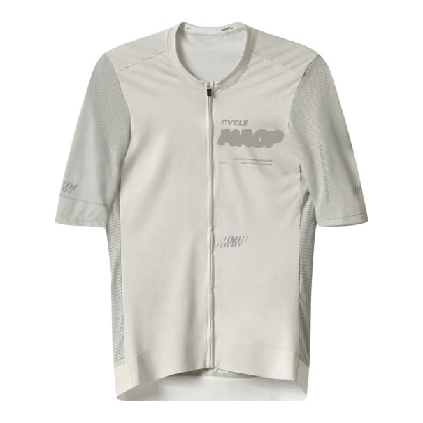 Heren fietsshirt met korte mouwen en een rits over de volle lengte met mesh zijpanelen en een kraag voor de racefiets wit S