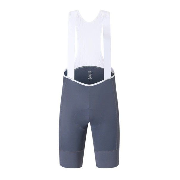Heren fietsshorts met bretels ergonomische snit elastisch polyester elastaan met fietsinleg voor racefietsen grijs M