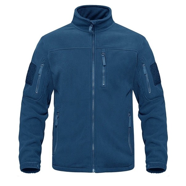 Heren fleecejack met zakken blauw XXL