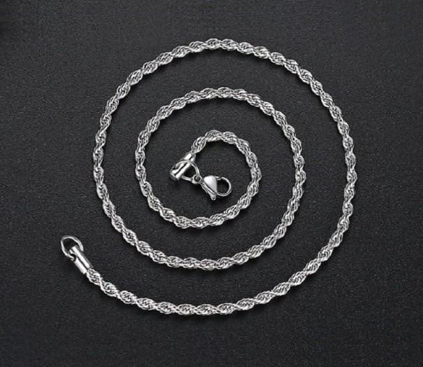 Heren gedraaide ketting zilver 45 cm