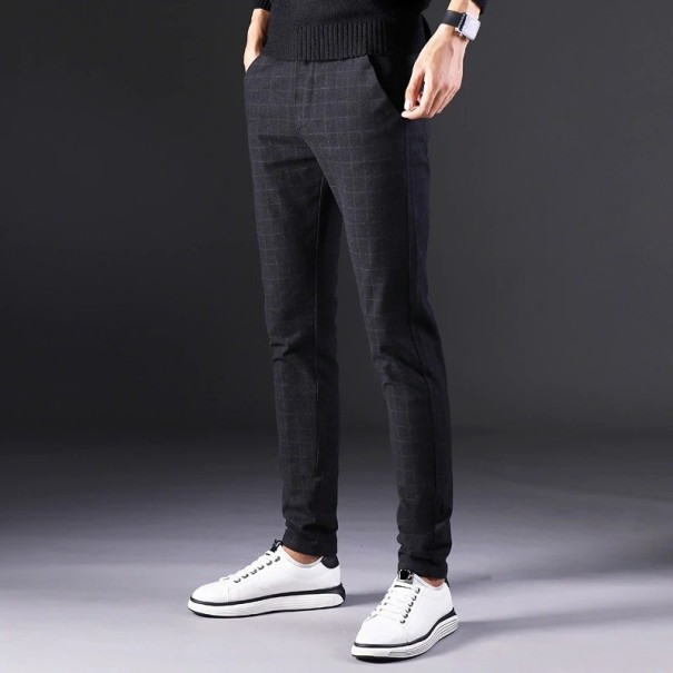 Heren geruite broek F1586 zwart 38