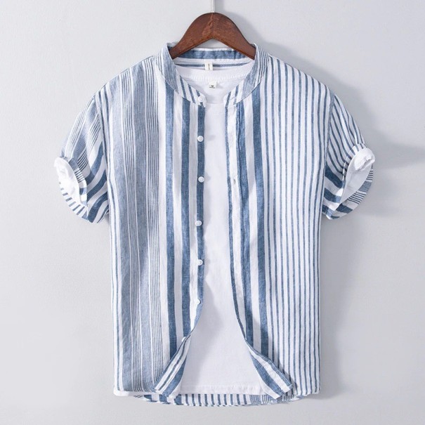 Heren gestreept overhemd F620 blauw L