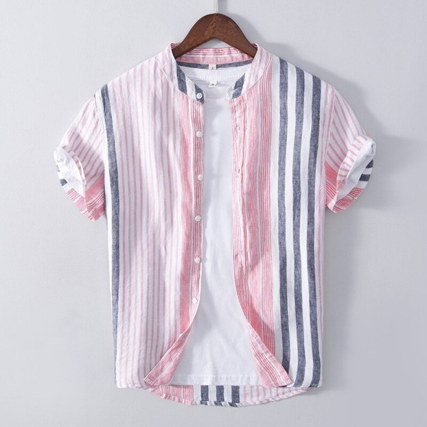 Heren gestreept overhemd F620 roze L