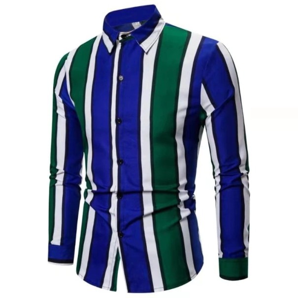 Heren gestreept overhemd F748 donkerblauw S