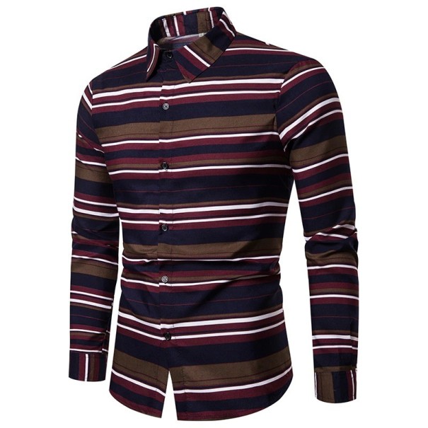 Heren gestreept overhemd F779 donkerblauw XXS