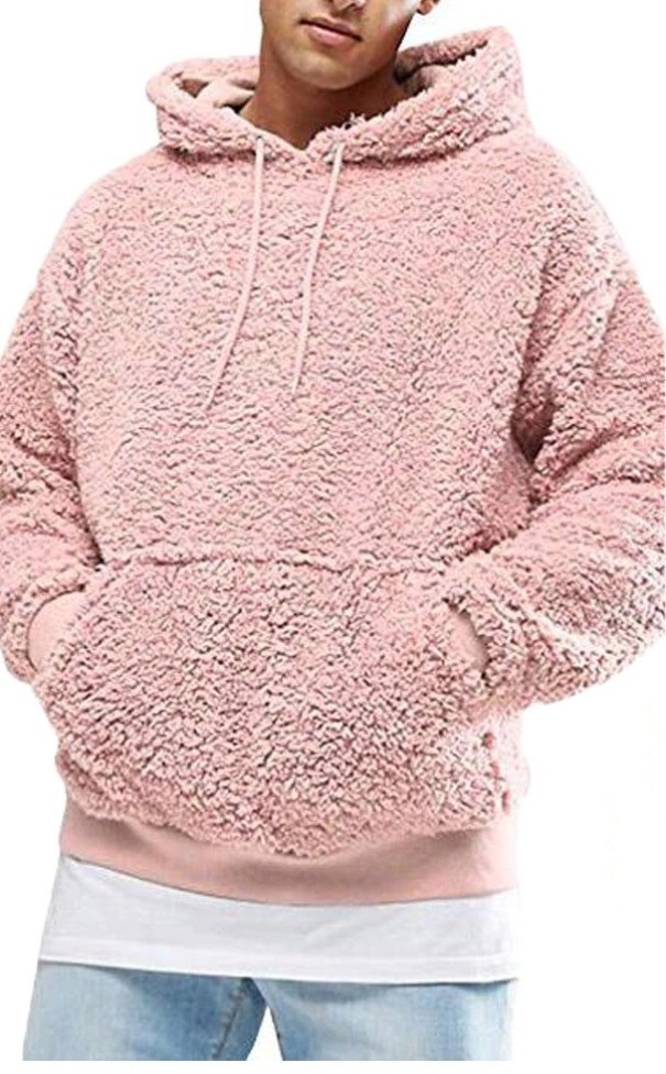 Heren harige sweatshirt F11 roze S