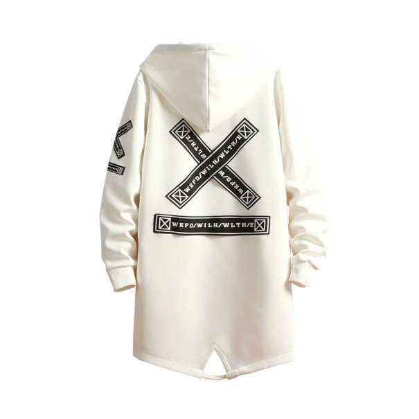 Heren herfstjas met print wit XXS 1