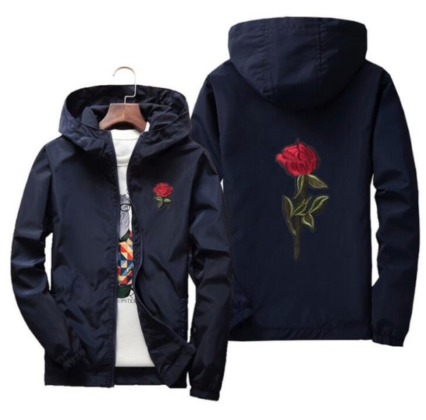 Heren herfstjas met roos J3162 donkerblauw S