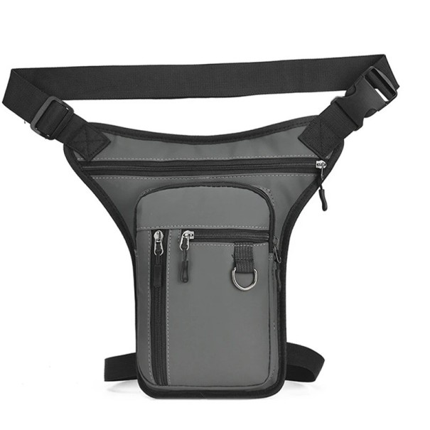 Heren heuptas 31×18×2 cm PU en polyester Crossbody schoudertas Motor heuptas Telefoontas Heren dijbeentas grijs