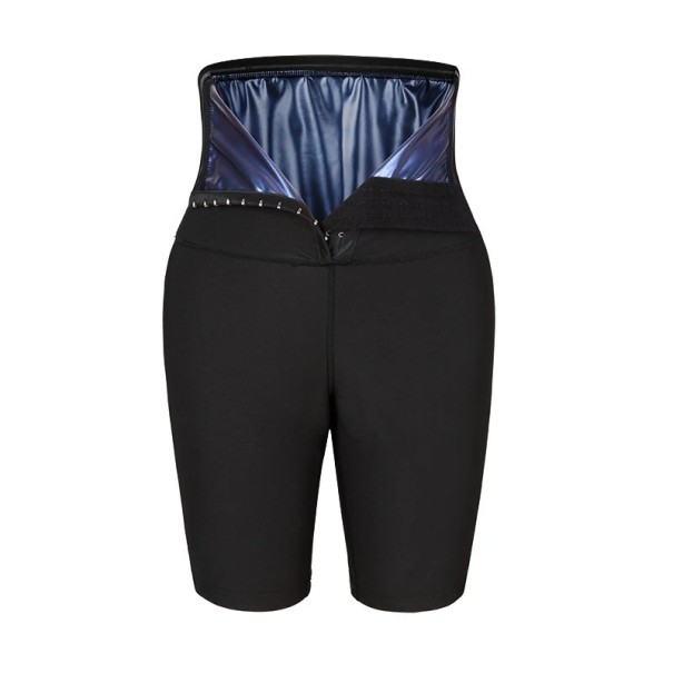 Heren High Waist Shapewear Shorts Zwarte Thermo Compressie Shorts Vetverbrandende Fitness Afslankshorts met Haaksluiting M