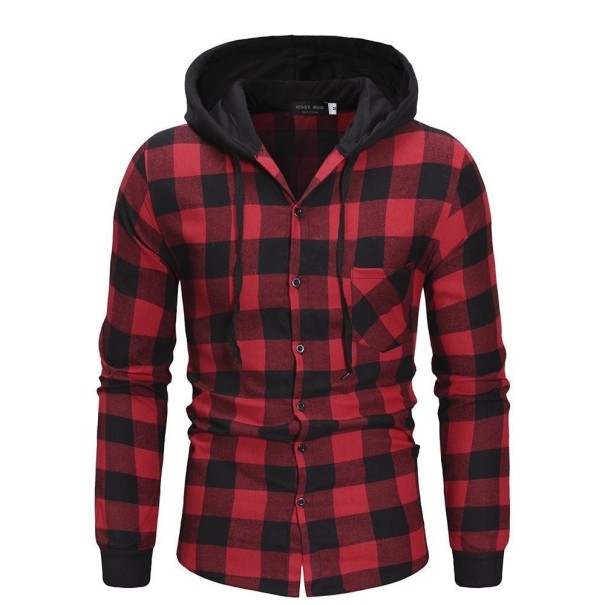 Heren hoodie met capuchon F788 rood XS