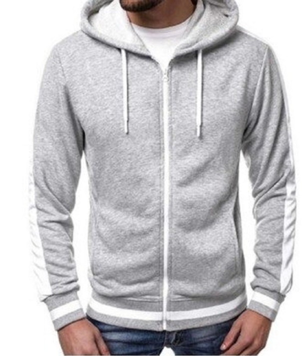 Heren hoodie met rits F14 lichtgrijs L