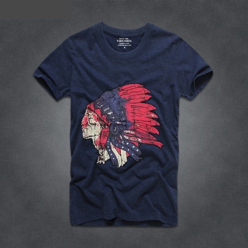 Heren Indiase T-shirt J2118 donkerblauw S