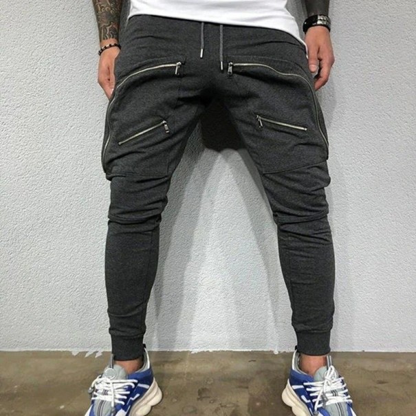 Heren joggingbroek met ritsen F1685 donkergrijs L
