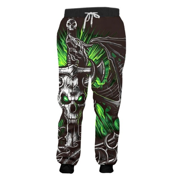 Heren joggingbroek met schedels L