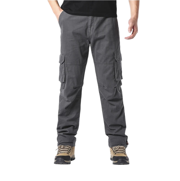 Heren katoenen losse broek Outdoor tactische broek met elastische taille Grote zakken Werkbroek Comfortabele herenkleding grijs L