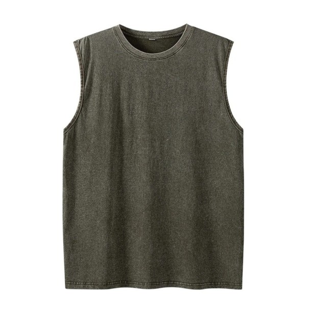 Heren Katoenen Tanktop Effen Uitvoering Ronde Hals Comfortabele Rechte Snit Ademend Materiaal Voor Sport en Vrije Tijd groen S