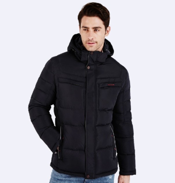 Heren katoenen winterjas J2040 donkerblauw M
