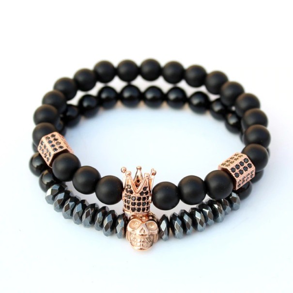 Heren kralen armband 2 stuks oudroze